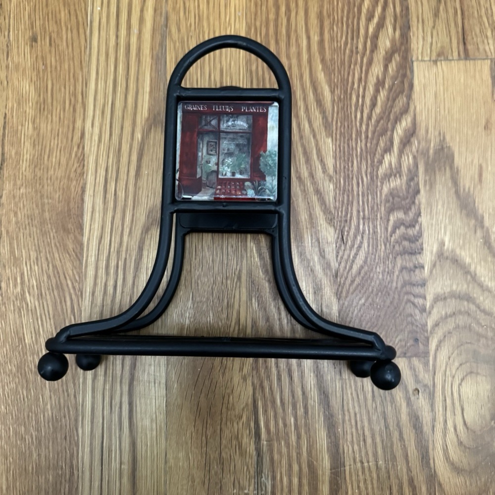 Black Iron? Metal Napkin Holder/Paper Organizer Tuscan-Style Inset  Tile